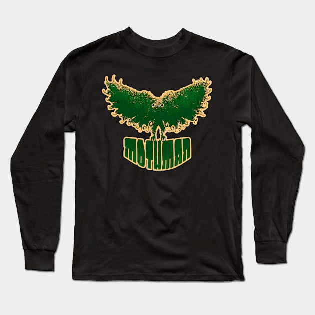 Mothman West Virginia Wing Humanoid Moth Retro Vintage Green Long Sleeve T-Shirt by National Cryptid Society